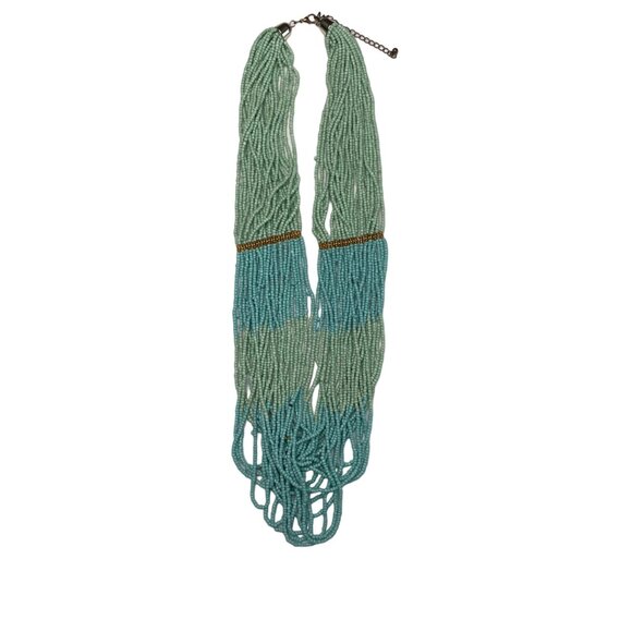 Boho Statement Strand Necklace Multi Strand Beaded  Turquoise Colored Jewelry u - Picture 1 of 5